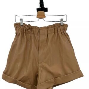 Abercrombie & FitchWomen's Faux Vegan Leather Camel High Waisted Shorts